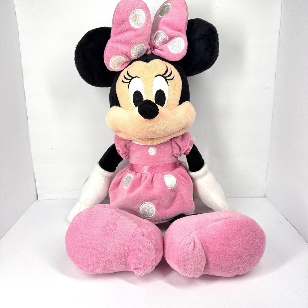 Disney‎ Store Minnie Mouse Large 27" Pink Polka Dot Plush Stuffed Animal - Picture 2 of 7